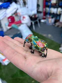 Hand Painted Elephant Figurine Miniature Multicolor Folk Art Animal Decor