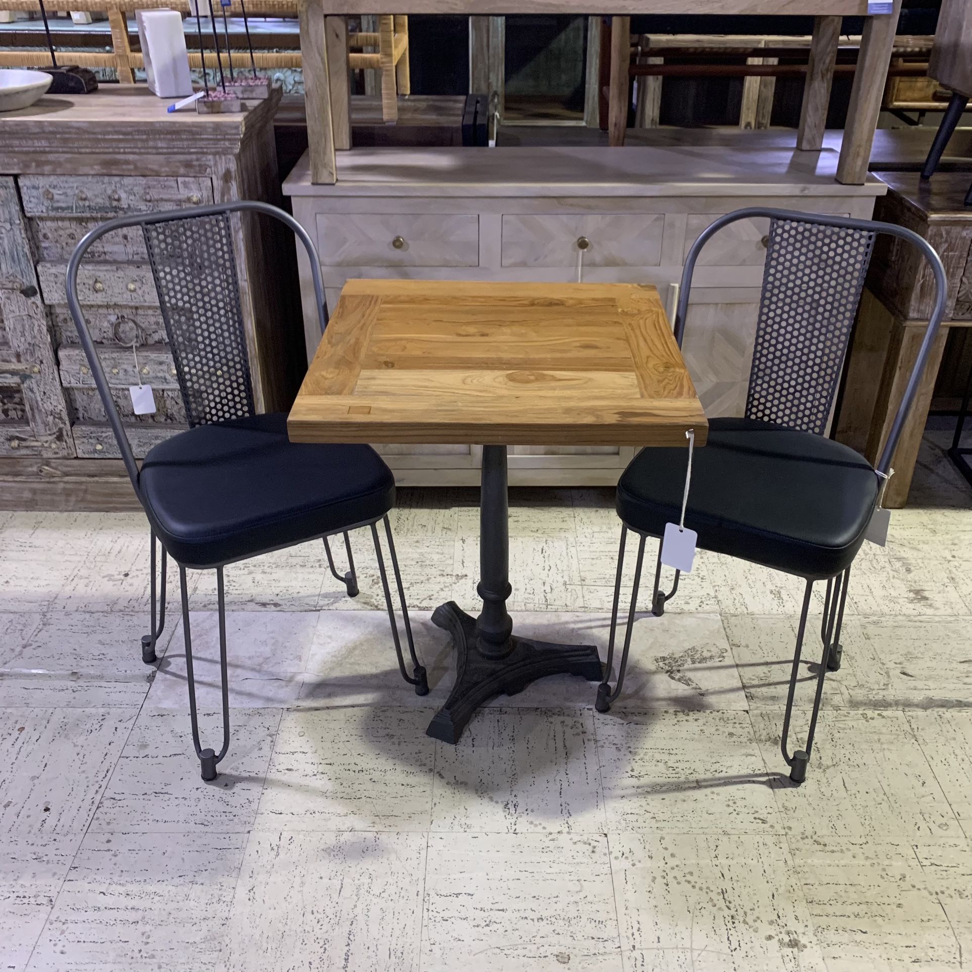 Teak And Iron Bistro Table