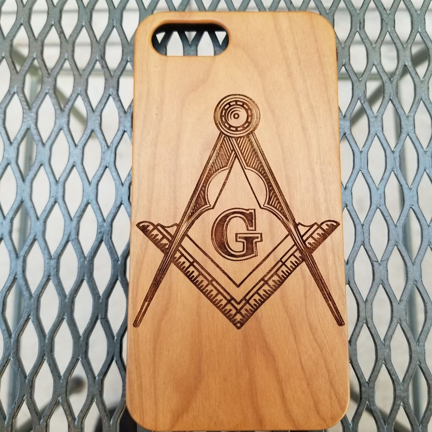 Masonry Design laser engraved wood case for iPhone and Samsung Galaxy