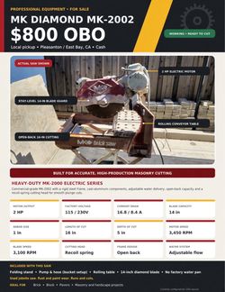 MK Diamond MK-2002 Masonry Brick Saw