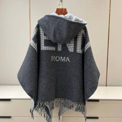 Fendi FF Multicolor Wool & Cashmere Poncho