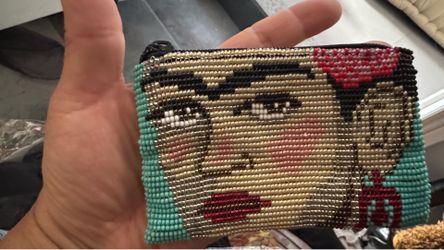 Adorable Brand New Beaded Frida Kahlo Coin Purse