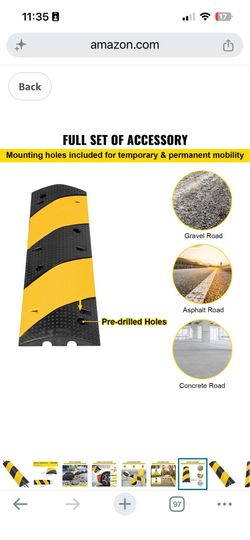 3 Feet Rubber Speed Bump Driveway Modular 22046lbs Load Speed Bumps 38.6 x 11.4 x 2.2 2-Channel Cable Protector Ramp for Garage Gravel Roads Asphalt C
