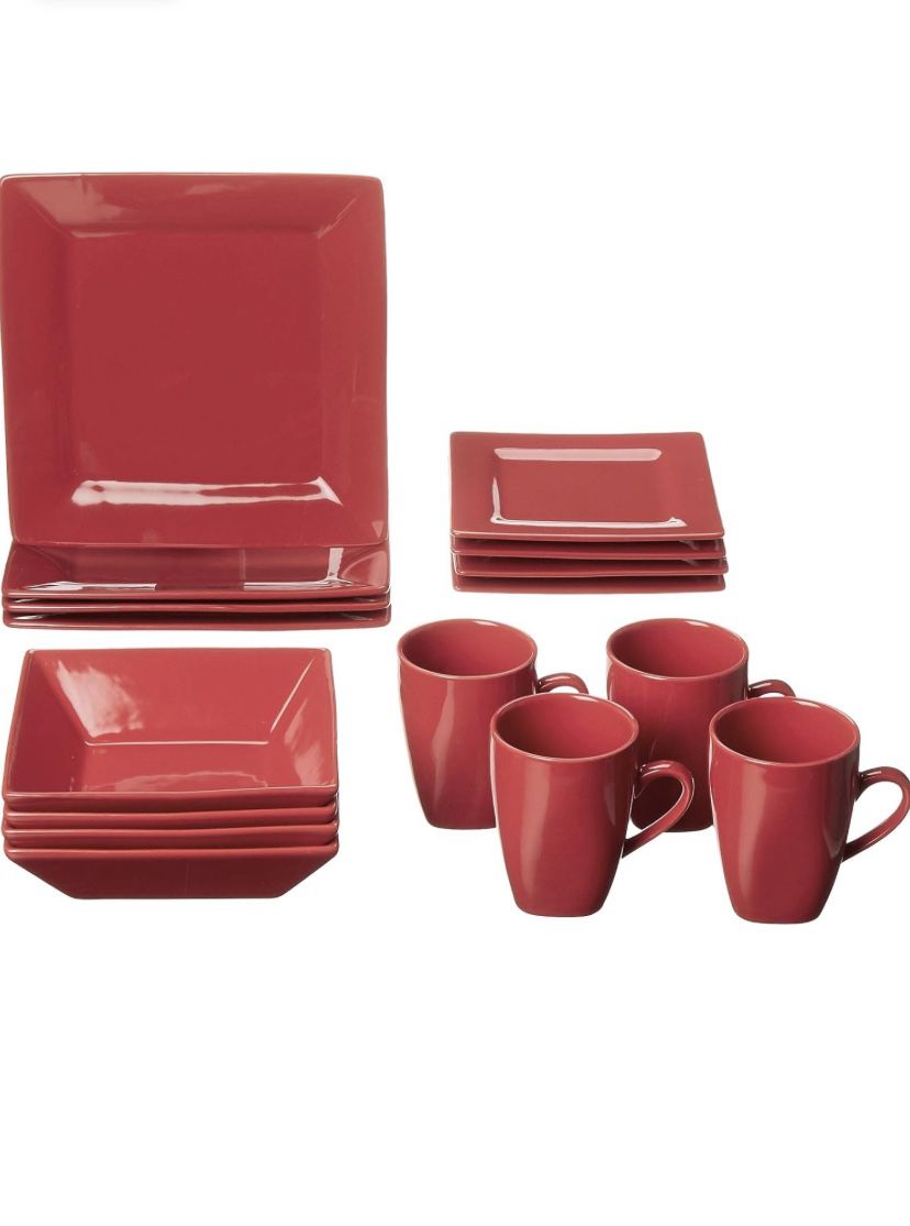 Solid Red Ceramic Dinnerware Set Of 12 