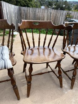 Vintage Wood Captain Chairs Set Of Four