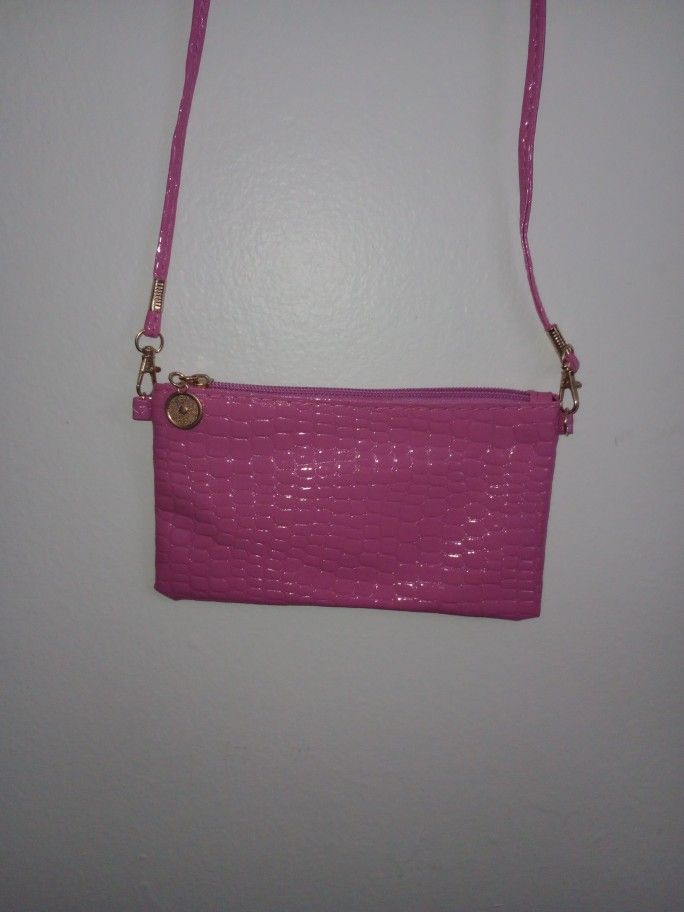 Mini Pink Snakeskin Crossbody Purse