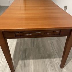 Cherrywood Dining Table With 6 Upholstered Chairs 
