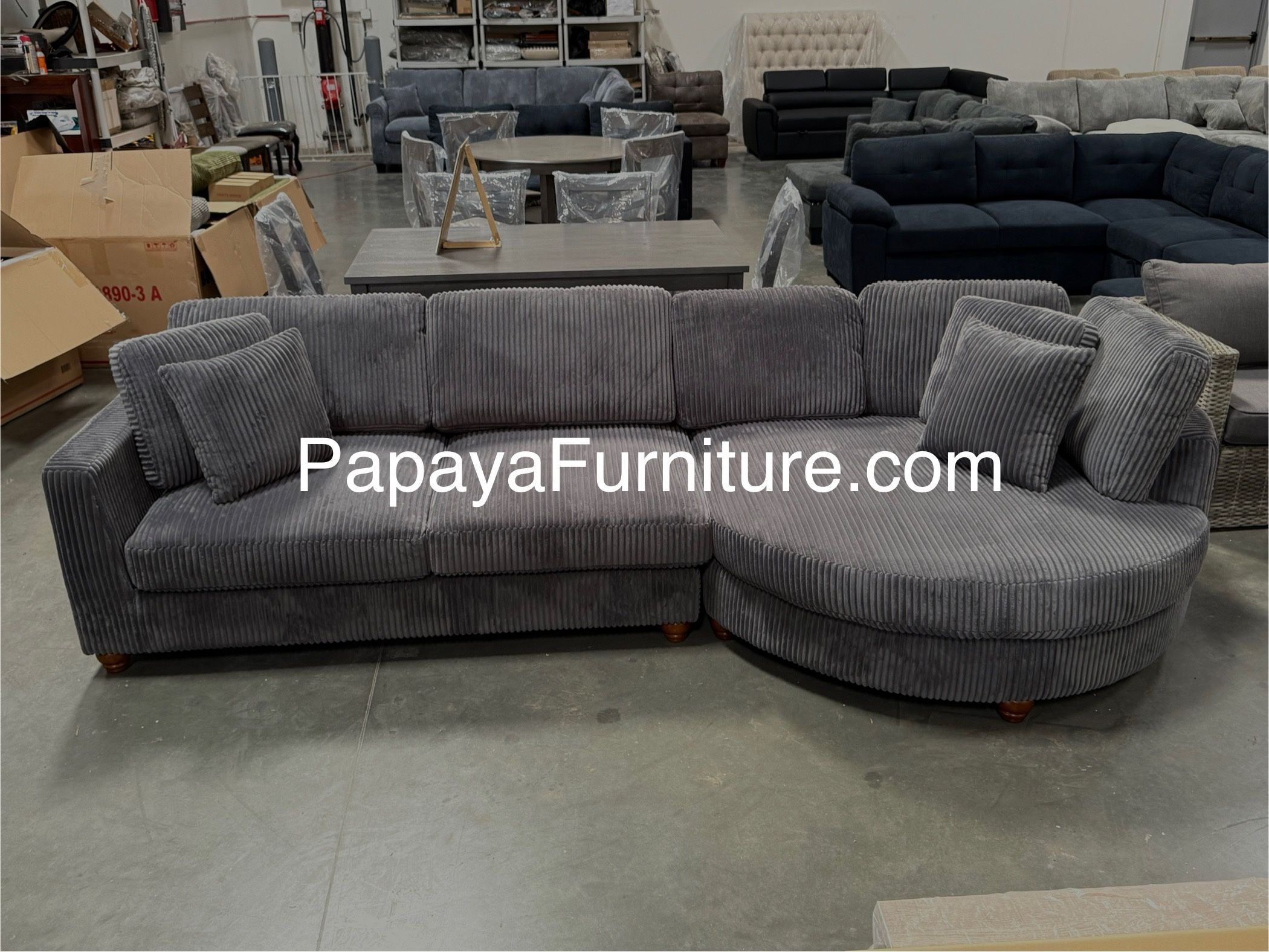 125” Sectional Sofa With Huge Round Chaise, Modern Sectional, Designer Sectional Couch, Large Sectional, Long Sectional Couch, Round Chaise Sofa.