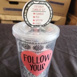 Brand New Follow Your Heart To-Go Drink Cup Stationary Kits 