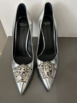 Silver Versace Medusa Head pump