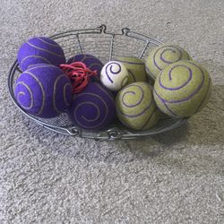 Indoor Bocce Ball Set with Basket – Soft Felt Balls, Good Condition