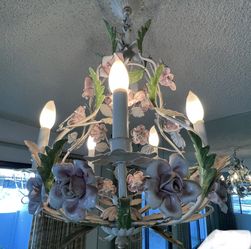 Vintage Italian Handcut Tole Chandelier 