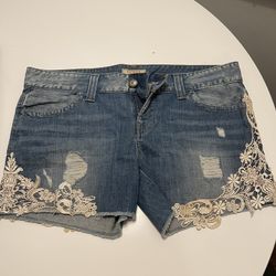 Guess jean shorts with lace embroidery