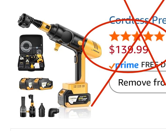 New! Cordless Pressure Washer 4-in-1 Kit CarCraftKit, 280 PSI High Pressure Vacuum, Tire Inflator, Air Duster, with 50000mAh Battery, 20000PA
