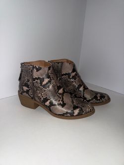 Snake Print Ankle Boots with Block Heel