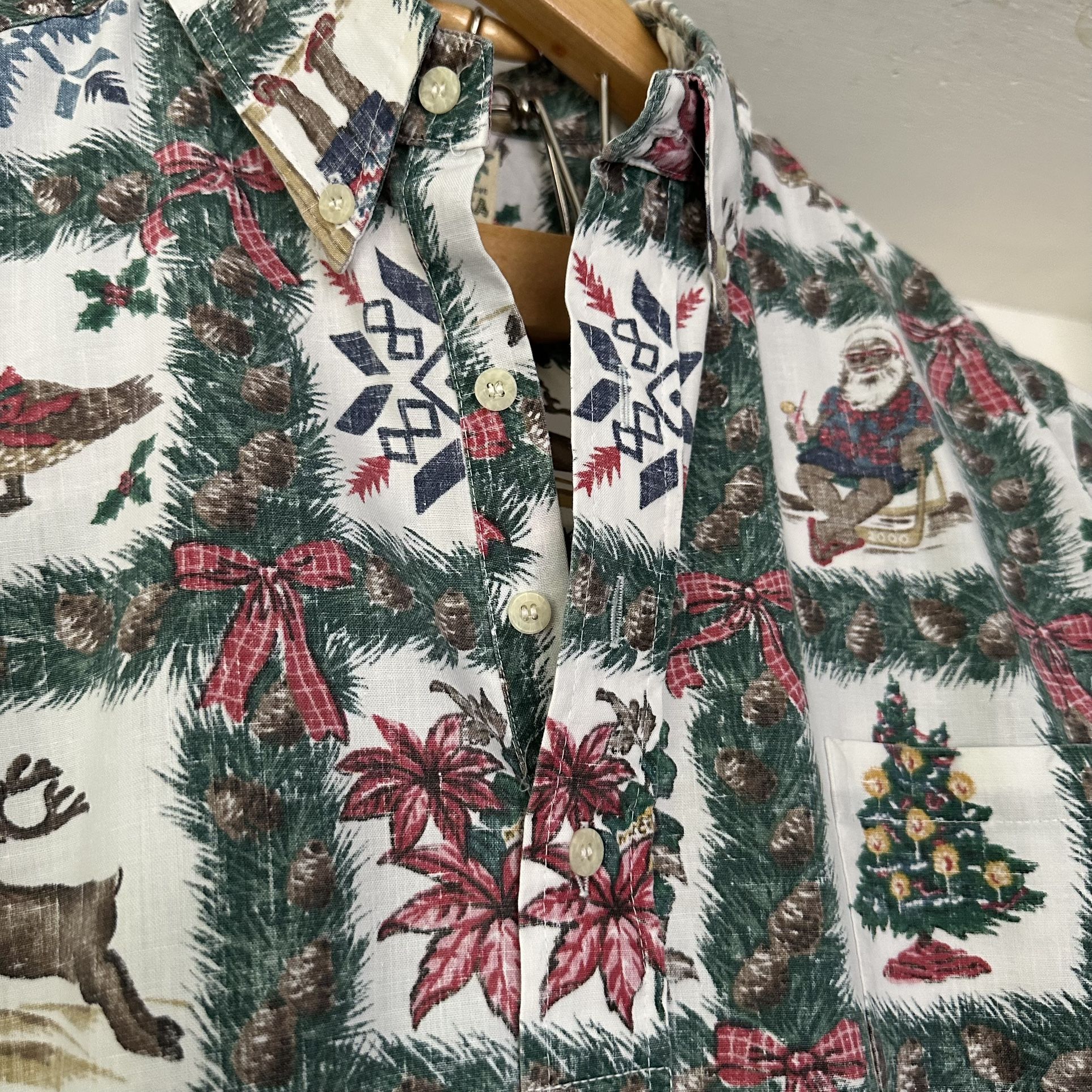 Vintage 2000 Reyn Spooner Kloth Shirt Men XL Hawaiian Christmas Mele Kalikimaka