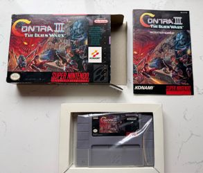 Super Nintendo Contra III The Alien Wars game CIB SNES