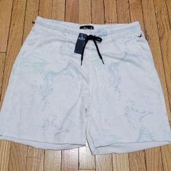 Hollister Men's XL White Marble Pattern Shorts