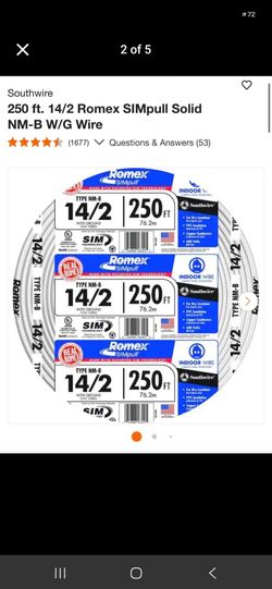 14/2 Romex 250' 75$