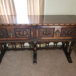 Early 20th Century Antique Berkey And Gay Buffet Server Sideboard And Table And Chairs