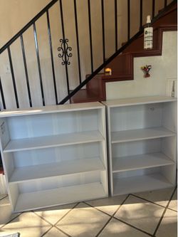 Pair of white bookcases (VASAGLE)