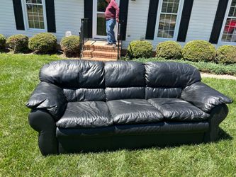 Black leather sofa
