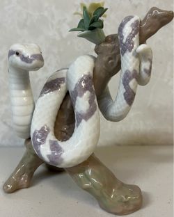Lladró Porcelain Snake on Branch Figurine