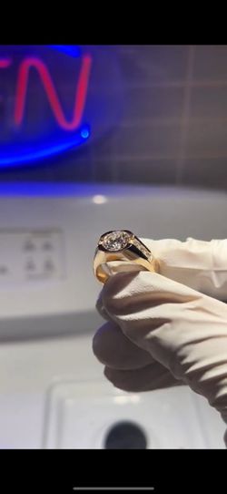 14kt Gold Ring Size 10 12 Grams 3ct Center Stone And Half Ct In Side Diamonds 