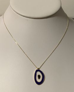 Gargantilla Con Dije De Ónix Azul Y Blanco