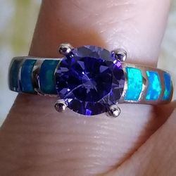 Beautiful 🆕 Tanzanite Fire Opal Ring SIZE 5! 💍🔥