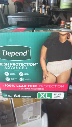 Depends 64 underwear 100% leak proof