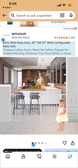 Extra Wide Baby Gate, 30" Tall 47" Wide Configurable Baby Gate Fireplace Safety Fence, Metal Pet Safety Playpen for Toddler/Pet/Dog Christmas Tree Fen