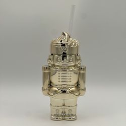 Peppermint Pine Nutcracker Cup With Straw Gold