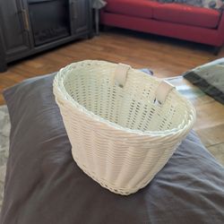 Small White Wicker Bike Basket 