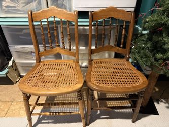 2 Vintage Cane Seat Chairs