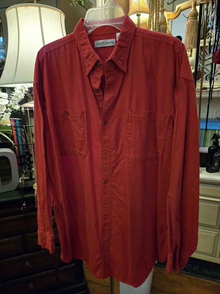 MT # 1003 MEN'S XL  ASH CREEK TRADING RED FLANNEL SHIRT