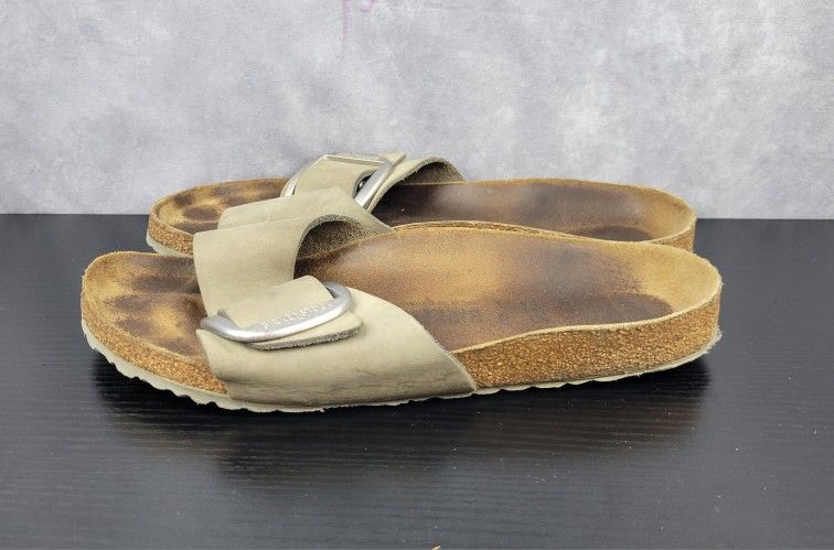 NIB Birkenstock Madrid Big Buckle Silvet Nubuck Leather Size 41