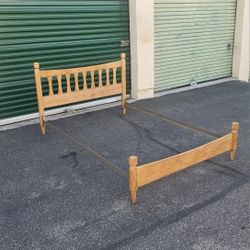 Vintage 1960s Mid Century Full Size Bed Frame Headboard & Footboard Scandinavian Danish Retro MCM