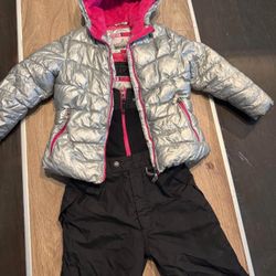 Girl's 32 Degrees Weatherproof 2 Piece Snow Ski Suit Parka Jacket Bib Pants size 5 