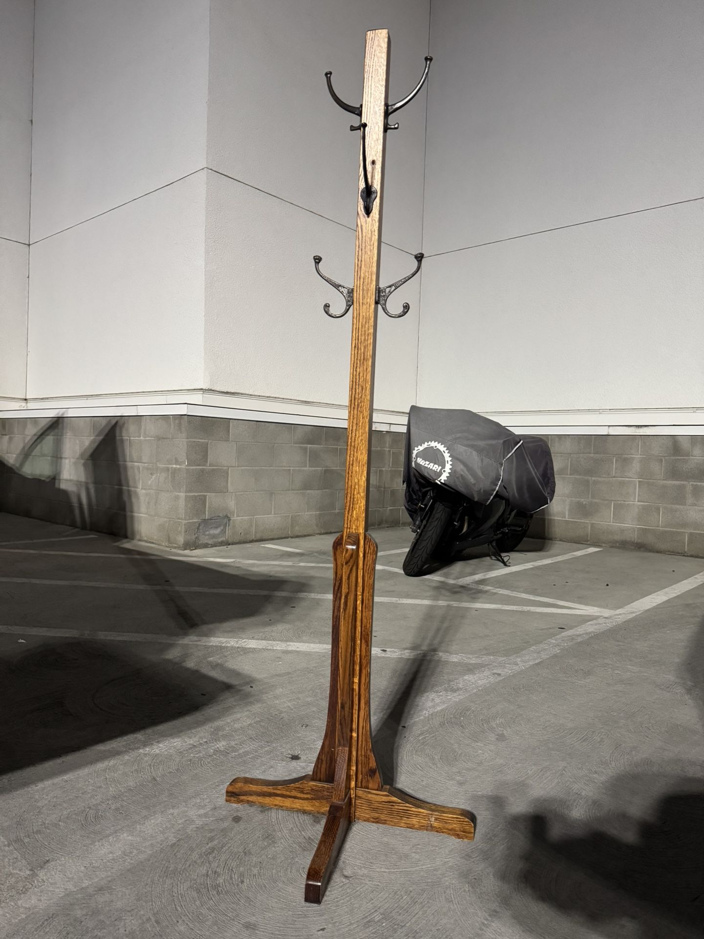 Antique Mission style wooden coat rack