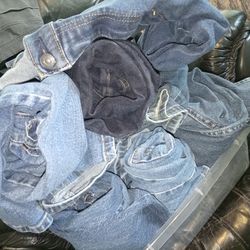 Box of old Levi's jeans
