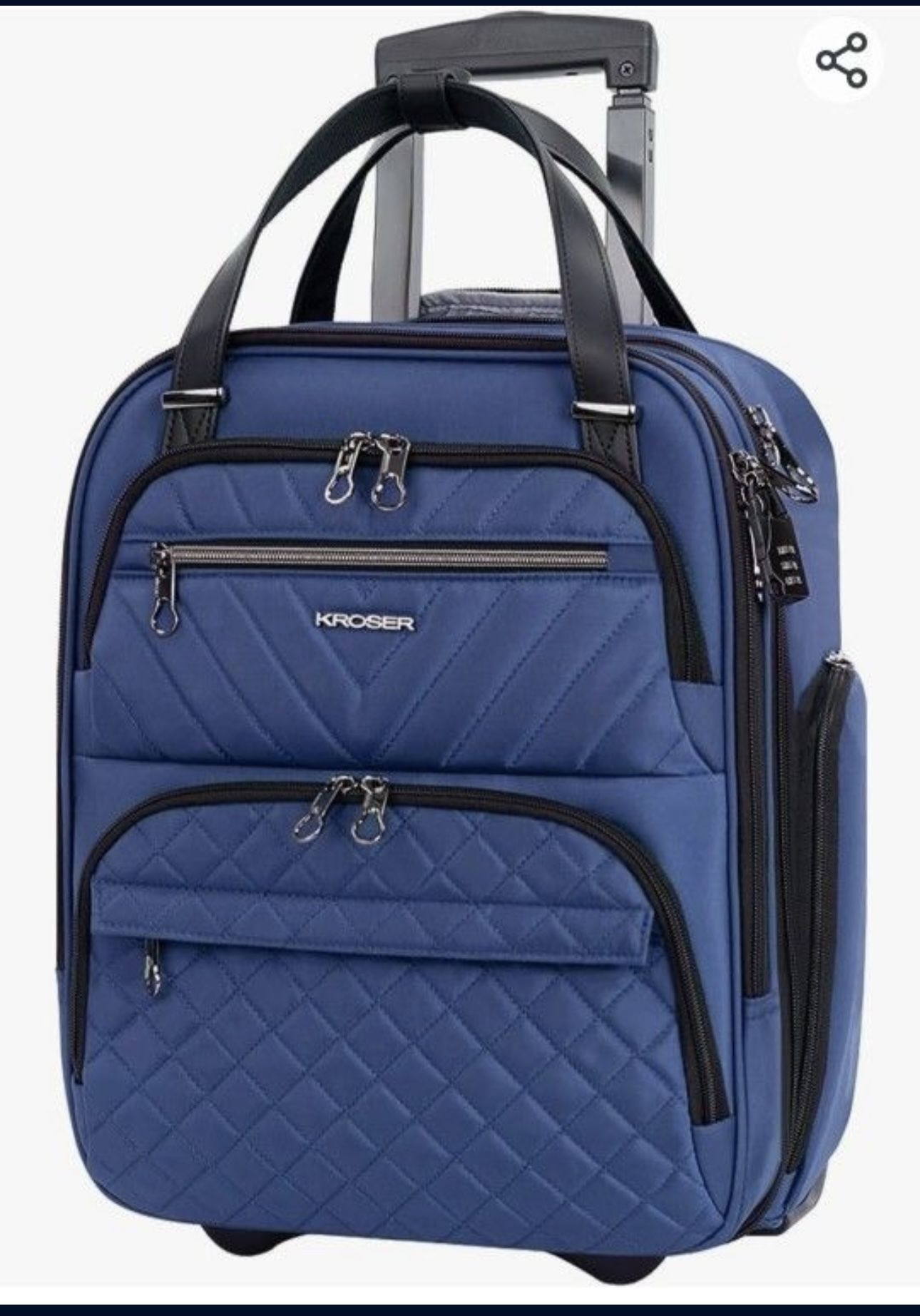 Kroser Carry On Underseat Multi Functional 16 Hx14W Lightweight Suitcase For Women Or Menn Haze Blue