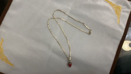 Gold Chain Necklace with Strawberry Pendant