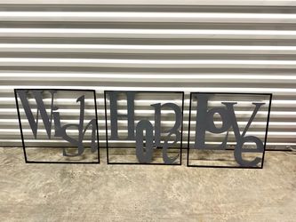 Wish Hope Love Metal Wall Art Set
