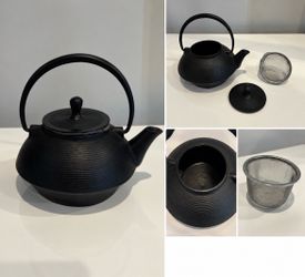 Black Cast Iron Japanese-Style Teapot with Infuser – Never Used