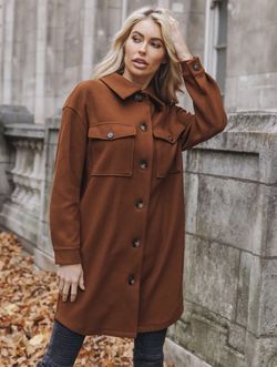 Button Down Droup Shoulder Overcoat