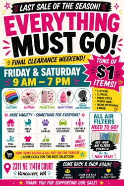 Our last big sale of the Season! Dont Miss Out!!!