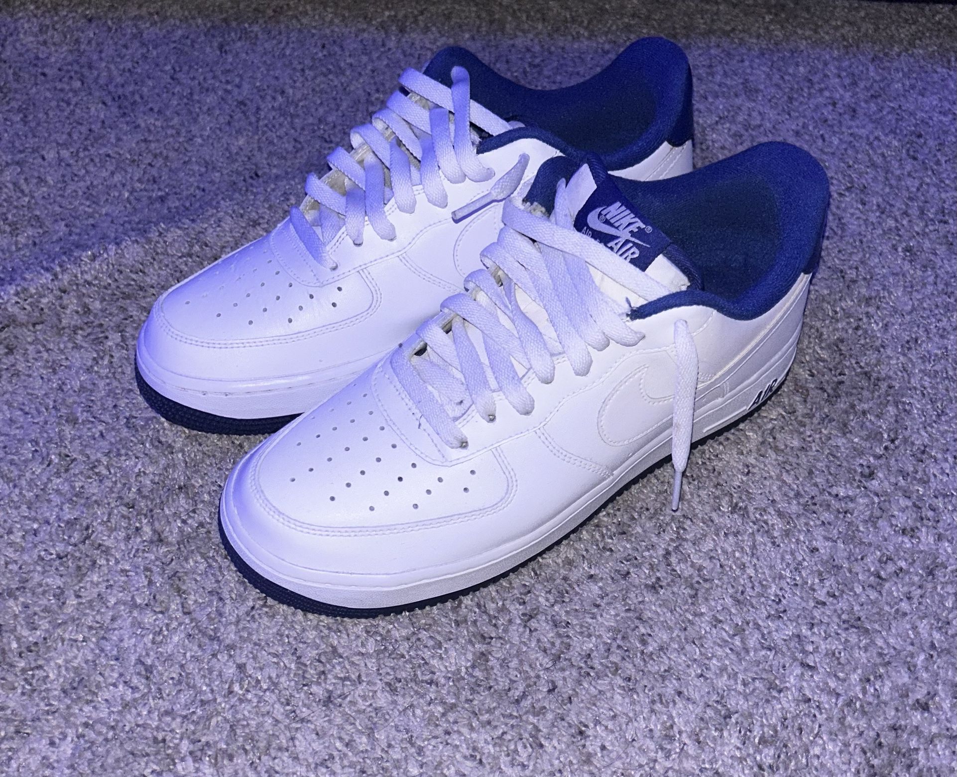 Nike Air Force 1s White and Blue Size 8