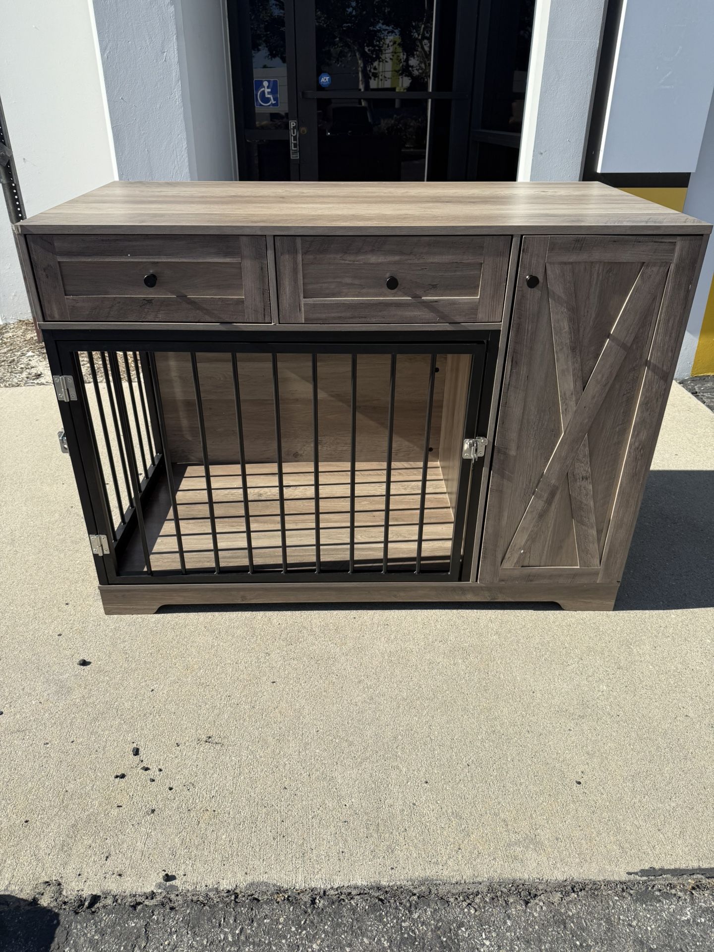 Dog Crate Storage Cabinet Kennel with Double Doors