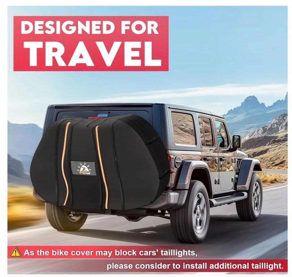 Bike Cover Transport 2 Bike - 600D Travel Bike Covers for Bikes on Rear Bike Rack Heavy Duty & Waterproof, Outdoor Full Bicycle Rack Cover for 2 Bikes